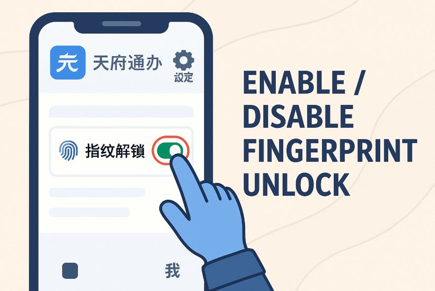 开启或关闭天府通指纹解锁